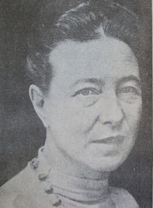 Simone de Beauvoir. Imagem tirada do livro "Historia de la Literatura Argentina Vol I, II y III". Domínio público.